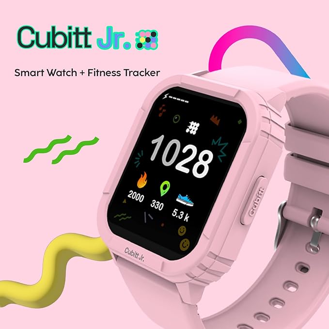 Cubitt Jr Smart Watch Fitness Tracker for Kids and Teens, with Games, Step Counter, Sleep Monitor, Heart Rate Monitor, Activity Tracker, Good Habits Alarms, 1.52" Touch Screen, IP68 Waterproof
