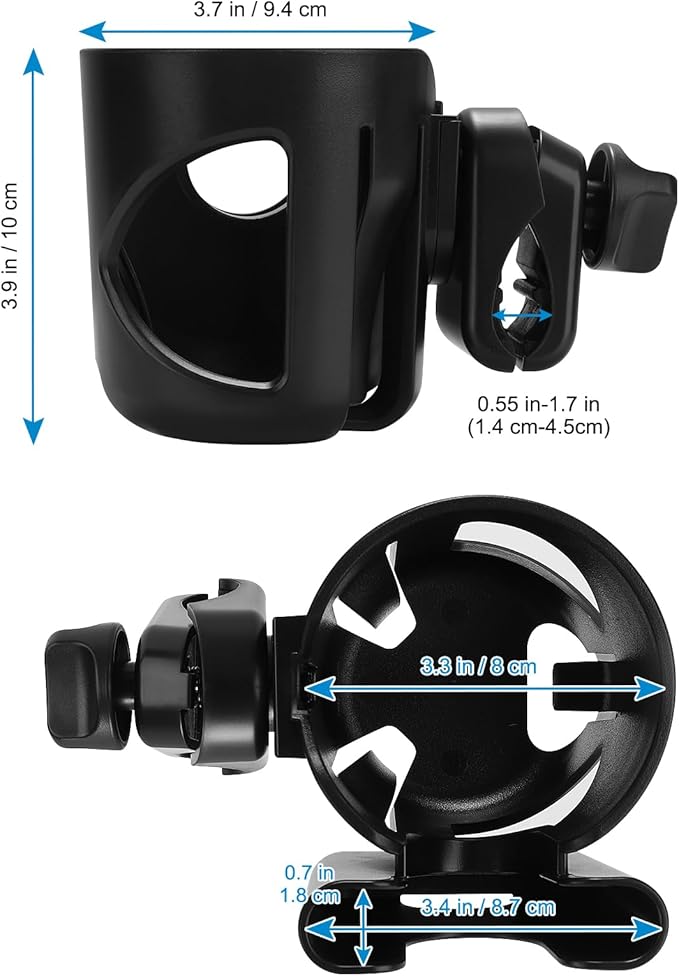 Accmor Universal Cup Holder with Hook, Stroller Cup Holder with Phone Holder, 360° Rotatable Large Caliber Designed Bottle Holder for Stroller, Bike, Wheelchair, Walker, Scooter