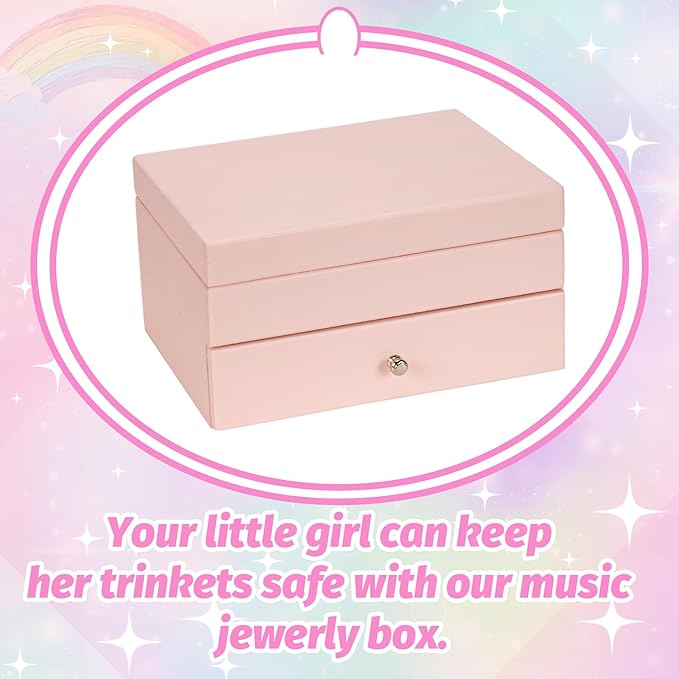 Miratino Music Jewelry Box Gifts for Girls, Wooden Kids Jewelry Boxes & Organizers with Spinning Dancer, Musical Jewelry Storage Gift for Little Girl Toddler Christmas Birthday New Year (Pink)