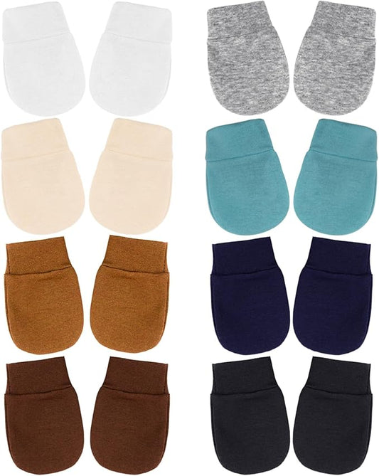 BQUBO Newborn Infant Toddler Mittens No Scratch Cotton Elastic Wrist Gloves Hypoallergenic for 0-6 Months Baby Boys Girls