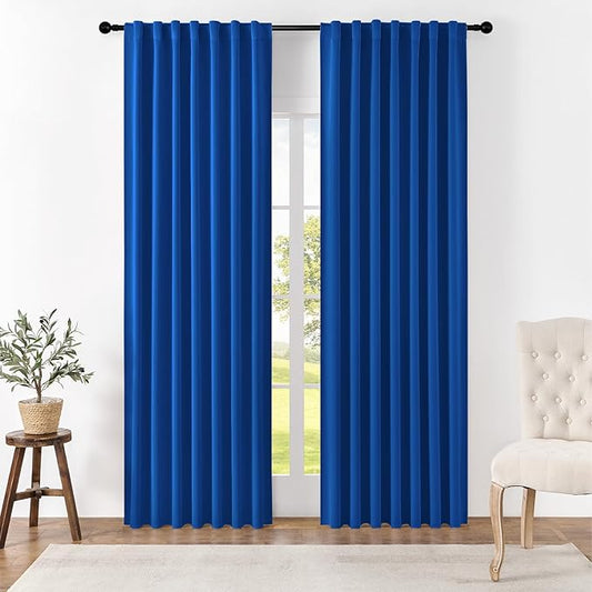 Joydeco Blackout Curtains 84 Inch Long for Bedroom, Thermal Insulated Black Out Curtains 2 Panels Set, Room Darkening Drapes for Living Room Window (W52 x L84 Inch, Royal Blue)