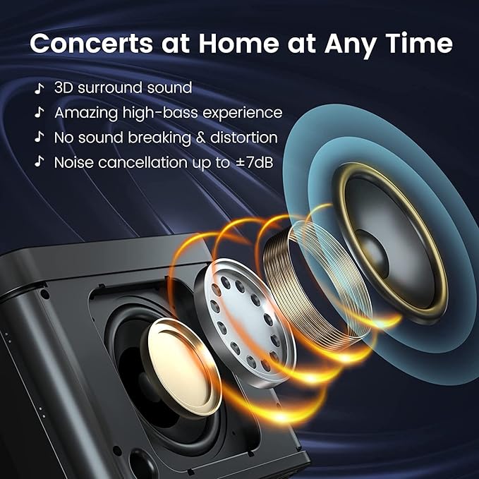 Karaoke Machine for Adults and Kids, Portable Bluetooth Karaoke Speaker with 2 Wireless Microphones for TV, Singing Karaoke for Home Party, Great Gifts for Boys and Girls