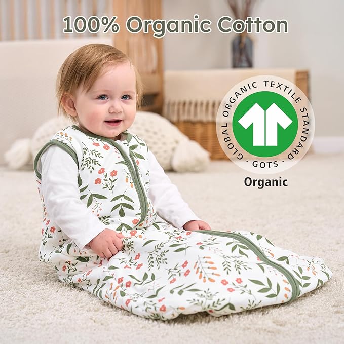 Yoofoss Baby Sleep Sack 18-24 Months, 1.5 Tog Baby Wearable Blanket with 2-Way Zipper, 100% Cotton Organic Fabric Winter Infant Sleeping Sack, Warm Soft Comfy