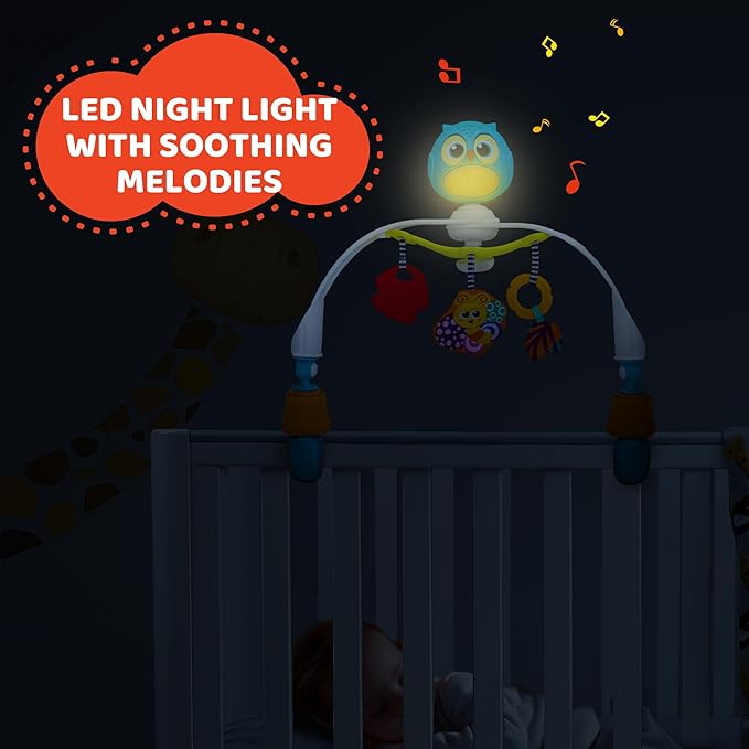 Baby Stroller Arch Toy with Relaxing Music & Lights - Adjustable Activity Arch & Play Accessories - Baby Bouncer Toy Bar, Carseat, Crib, Stroller Hanging Toys for Infants 0 Months Old & Up