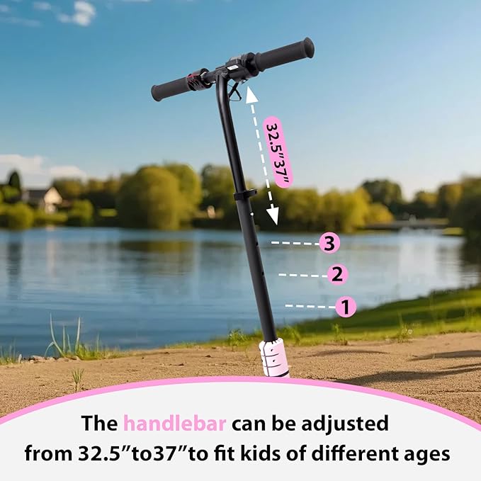 Foldable Children's Electric Scooter (Ages 6-14) - Top Speed 16 km/h, Maximum Range 8 km, 7-inch Illuminated Front Wheel, 6-inch Solid Rear Wheel