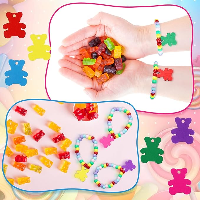 Huquary 24 Sets Bear Beaded Bracelet Crafts Kit DIY Bead Craft Gifts Making DIY Bracelet Supplies for Jewelry Making Wedding Birthday Party Favors