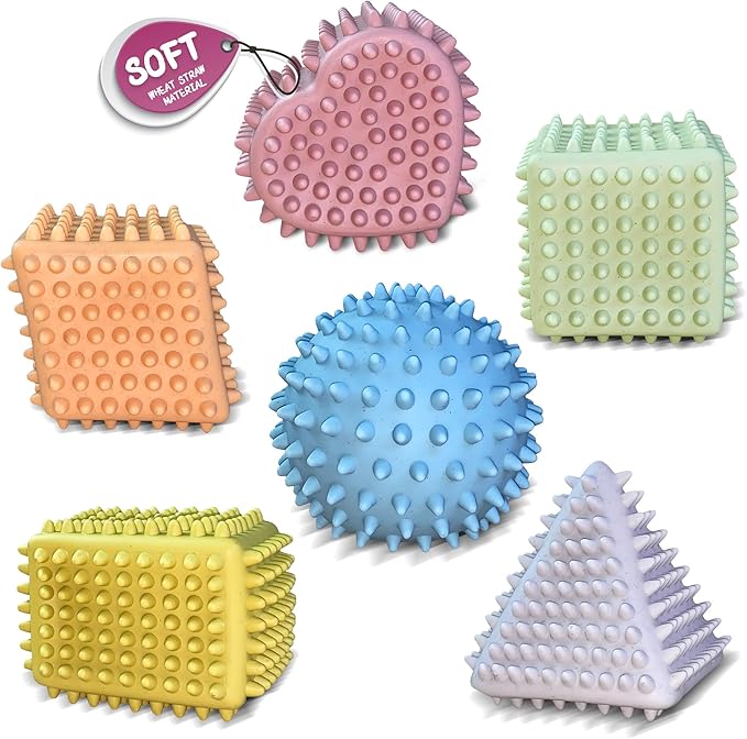 Soft Spiky Sensory Balls - No Hole Wheat Straw Soft Toys for Toddlers 1-3 Multicolor Bath Gifts Montessori Toys Baby Balls 6 to 12 Months, Swimming Pool Beach Shower Baby Toy