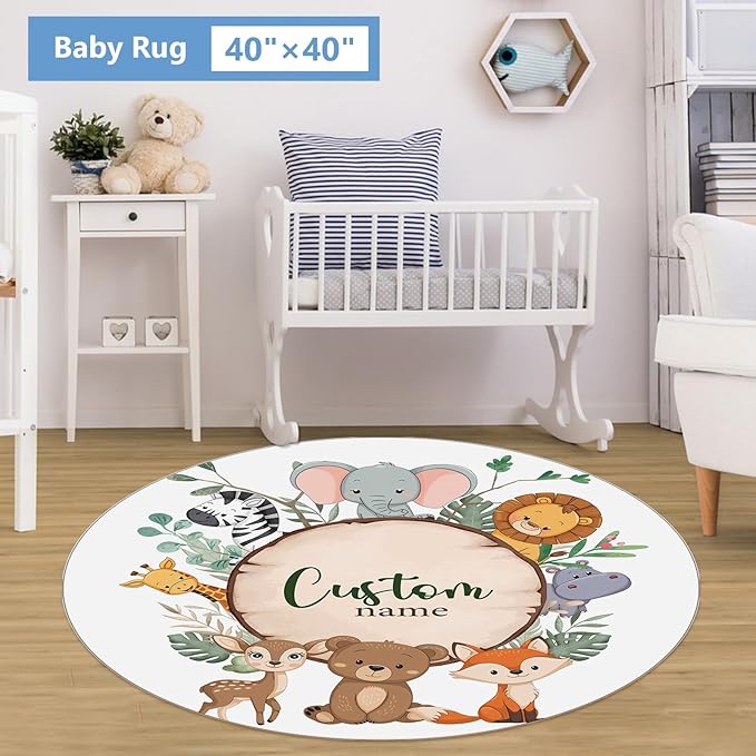 Personalized Baby Crib Bedding Set, 5 Pcs Custom Nursery Bedding Set for Girl Boy, Soft Jungle Animals Crib Set with Name, Double Layer Baby Bedding Crib Set, Toddlers Infants Customized Gift