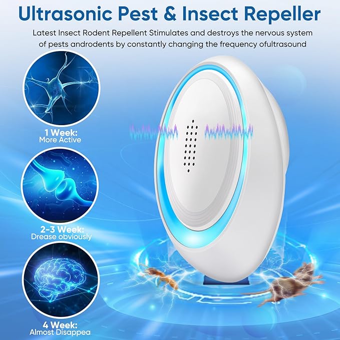 2025 Upgraded Spider Repellent Indoor, 6 Pack Ultrasonic Pest Repeller, Roach Repellent Plug, Roach Repellent Plug for Roach, Rodent, Mouse, Mosquito, Mice, Ant, Bugs Electronic Plug-in Pest Control