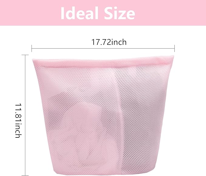 2 Pcs Special Zoning laundry bag for delicates with handles mesh laundry bags washing machine laundry totes travel storage and sorting bag (Pink2)