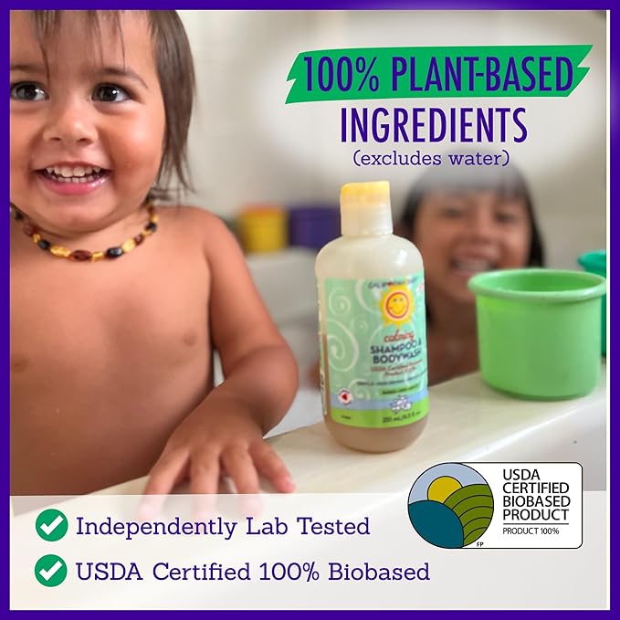 California Baby Calming Baby Shampoo + Baby Wash | 100% Plant-Based | Lavender Body Wash For Sensitive Skin | Hypoallergenic | 251 mL / 8.5 oz.