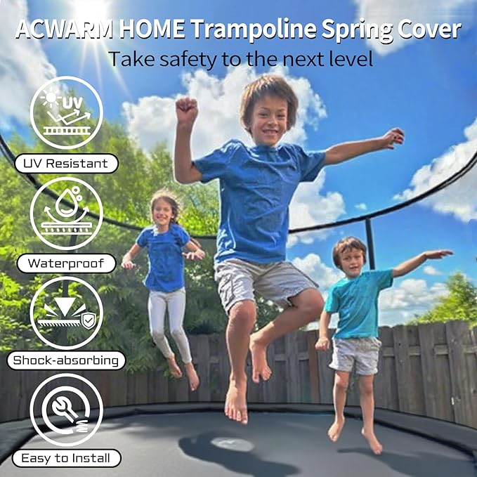 16FT/15FT/14FT/12FT/10FT Trampoline Safety Pad Replacement, Round Trampoline Spring Protection Cover, Fits 16FT/15FT/14FT/12FT/10FT Frames, Water-Resistant Trampoline Accessories