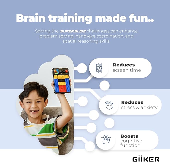 GiiKER Super Slide Puzzle Games, Original 500+ Challenges Brain Teaser Puzzle, Toys for Kids, Travel Games Birthday Gifts Easter Stocking Stuffers for Boys Girls, Activities for Road Trips - Lavender