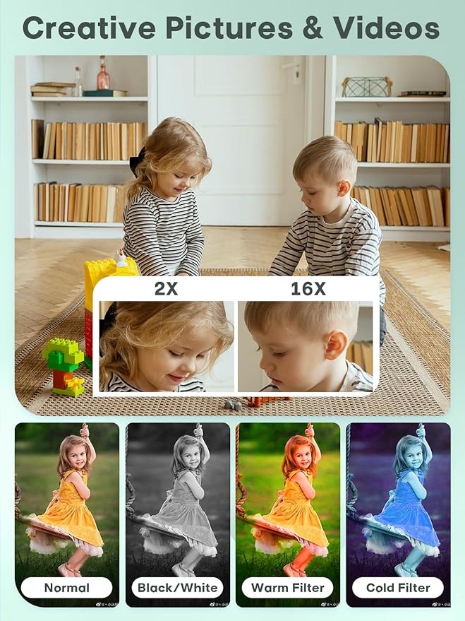 Digital Kids Camera 1080P Vlog Camera with 64GB, Lanyard, 16X Zoom Anti Shake, Card Reader 44MP Compact Portable Point Shoot Digicam for Kid Teen Girl Boy Christmas Halloween Thanksgiving(Pink)