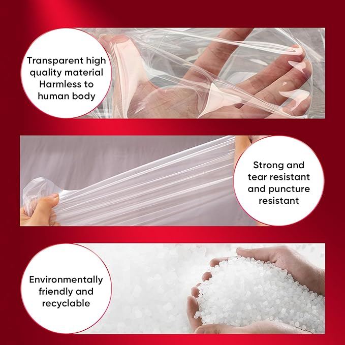 ZCHENBS® – Mattress Bags for Moving and Storage,Mattress Bag with Zippers,5 Mil Ultra-Thick Bed Bag,Waterproof,Anti-Tear,Heavy-Duty Mattress bag (Transaparent/Red, Twin/Twin XL-(1 Pack))