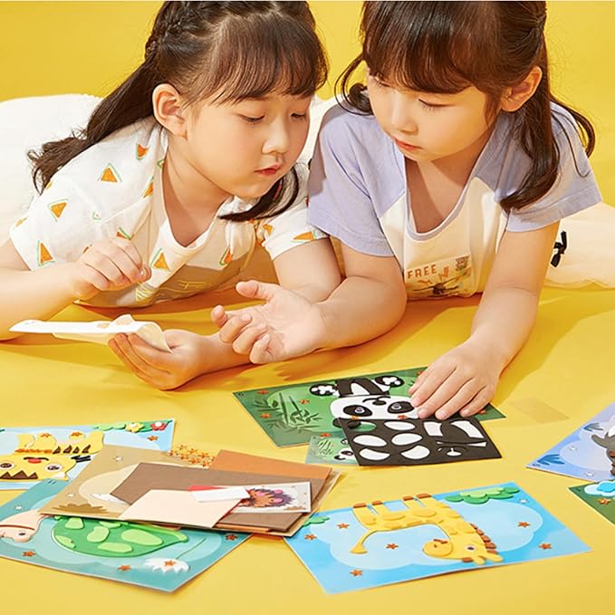 Lovyan 3D EVA Foam Stickers for Toddlers 12PCS Sticky Foam DIY Craft Preschool Art Class Drawing Sticker Puzzle Art Kit for Kids Boys Girls (Vehicles)