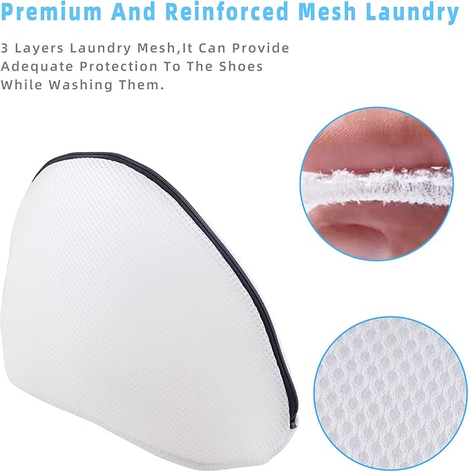GOGOODA 2PCS Shoe Wash Bags Multi-use Laundry Mesh Bags for Sneaker, Flat Shoes, etc