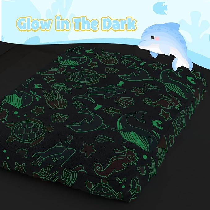 COMAX Kids Bean Bag Chair Turn into Beanbag Bed, Toddler Bean Chair for Girl Boy Sleeping, Lazy Children Bean Bags with Filler, Convertible Child Floor Mattress, Ocean Life