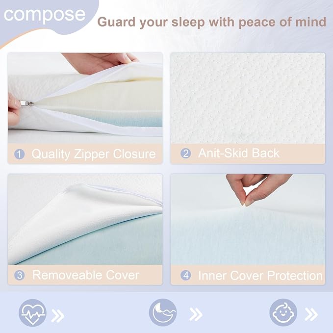 NeoBorn Pack and Play Mattress, 38 x 26 Pack N Play Mattress for Babies and Toddlers, Dual Sided Comfort Gel Memory Foam Mattress with Removable Breathable Soft Tencel Cover