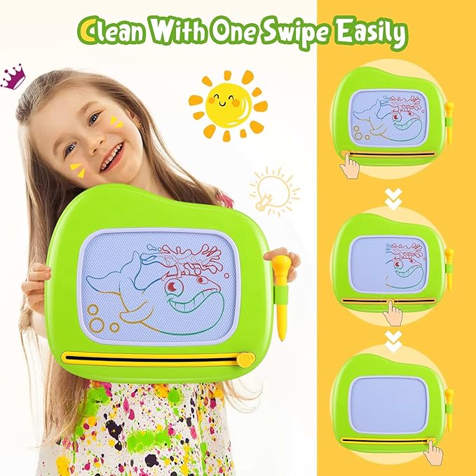 Smasiagon Toddler Toys Age 1-2 Year Old Boys Girls, Magnetic Drawing Doodle Board Pad Educational Learning Toys for 1 2 3 Year Old Boys Girls Gifts Birthday Party (Green)