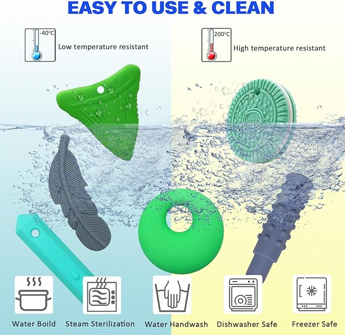 Chewy Necklaces for Sensory Kids, Silicone Chewy Necklaces for Boys and Girls with Autism, ADHD, SPD, Chewing, Oral Motor Therapy Toy