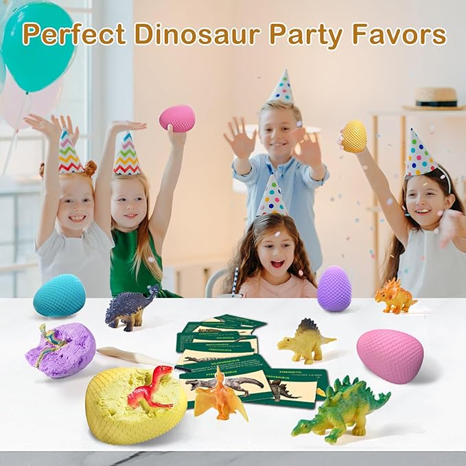 Dino Fossil Eggs Dinosaur Toys - 12 Dinosaur Eggs Dig Excavation Kit w Play Mat for Kids Ages 5-7 Easter Basket Essentials STEM Toy Christmas Birthday Gift for Boys Girls 3 4 5 6 7 8 + 8-13 Years Old