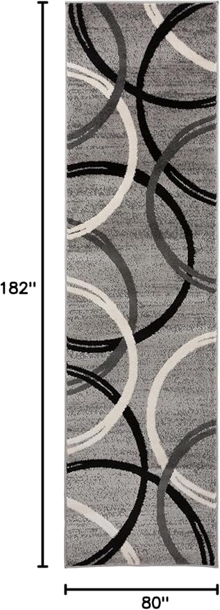 Rugshop Modern Wavy Circles Design Runner Rug 2'7" x 6' Gray