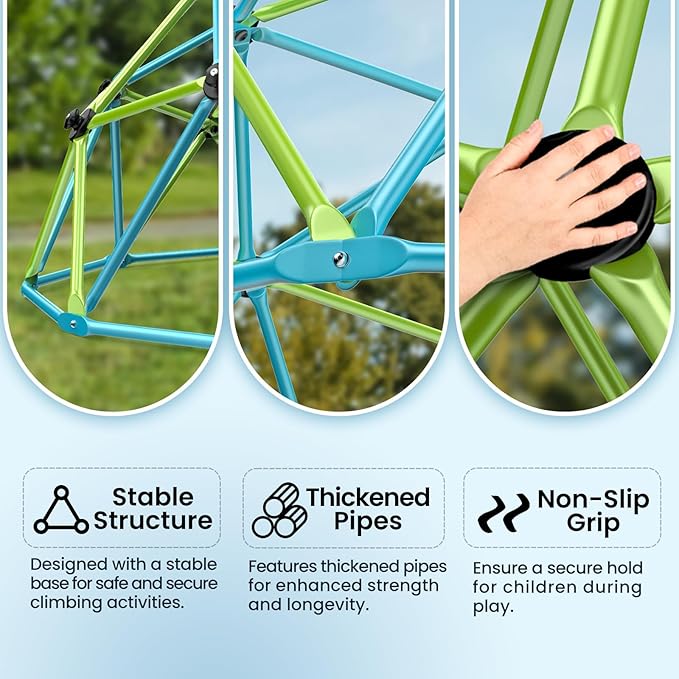 Easyego Climbing Dome, 10FT Jungle Gym with Swing for Kids 3 to 10 Outdoor Play Equipment, Supports 800lbs Toddler Play Set, Anti-Rust & Easy Assembly, Gift for Boys Girls