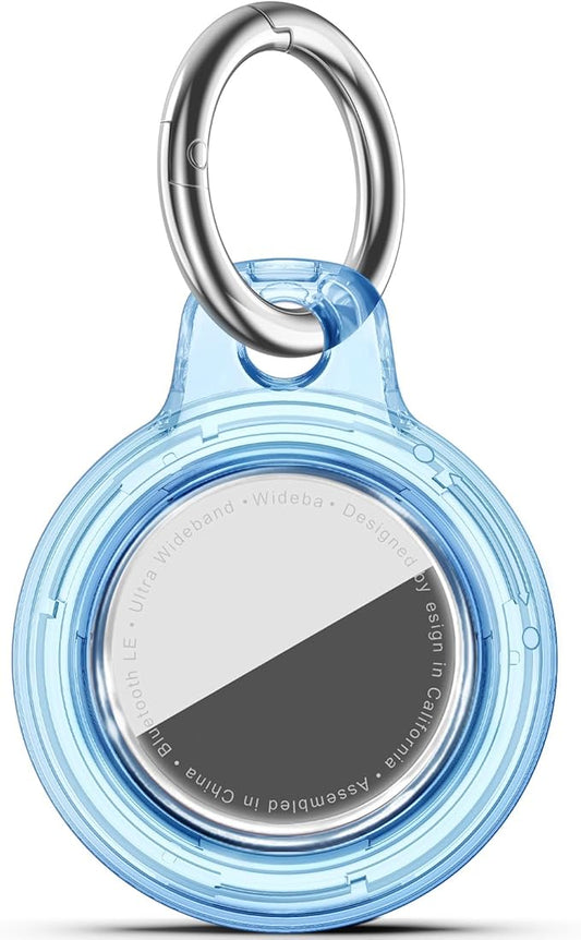 Upgrade Waterproof Airtags Holder with Apple Airtags Keychain, Hard PC Air Tag Case, Anti-Scratch & Shock Air tag Holder,Men's Women's Keyrings & Keychains, for Dog,Car Key,Luggage -Clear Blue