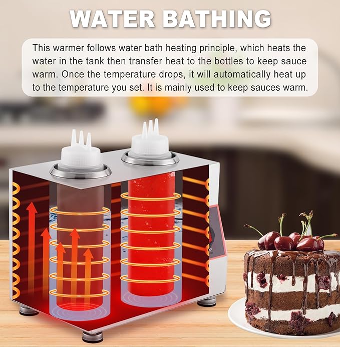 Electric Cheese Sauce Warmer Nacho Cheese Dispenser Warmer with 22oz Bottle, Bottle Warmer for Chocolate Hot Fudge Caramel 86-185 110V