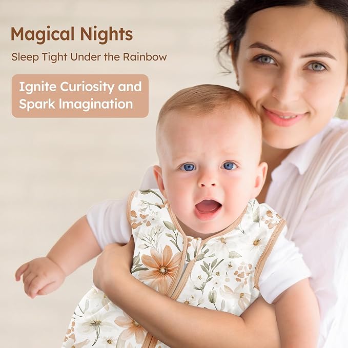 Baby Sleep Sack 0-6 Months Summer Sleep Sack 3 Pack 100% Cotton Baby Sleep Bag Wearable Blanket for Newborn Infant Orange Flowers & Plaid