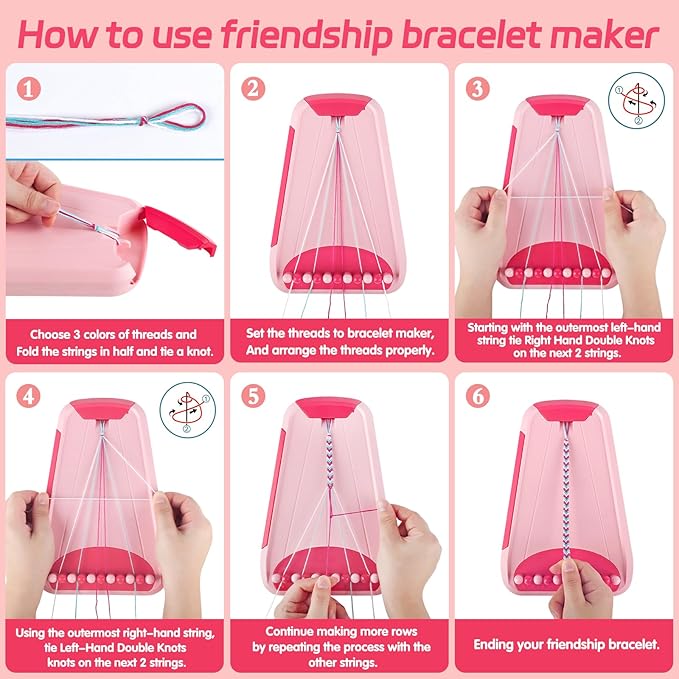 Arts and Crafts for Kids Ages 8-12,Friendship Bracelet Making Kit for Girl,Kids Jewelry Making Kit with 28 Pre-Cut Threads,Christmas Birthday Gifts for Ages 6 7 8 9 10 11 12 Year Old Red