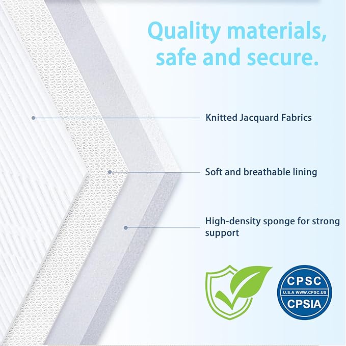 Pack and Play Mattress 38 x 26 x 1.5 in, Soft Breathable Pack N Play Mattresses with Washable Waterproof Cover for Baby ＆Toddler, Portable Crib Mattress for Playard