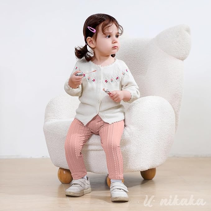 U·nikaka Toddler Baby Girls Pants Ribbed Infant Pants Leggings Toddler Baby Girl Bottoms Leggings 2 Packs