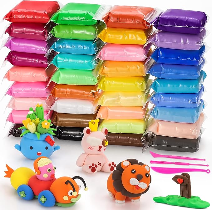 CiaraQ Modeling Clay Kit - 36 Colors Air Dry Ultra Light Clay, Safe & Non-Toxic, Great Gift for Kids.
