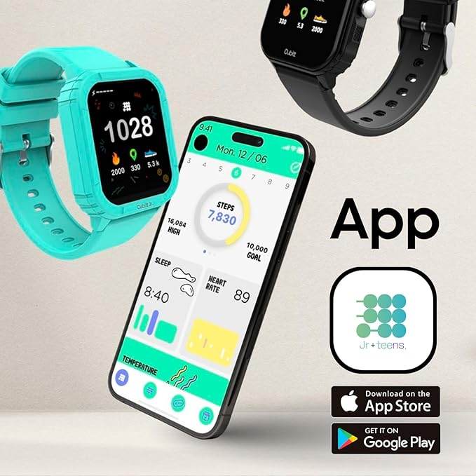 Cubitt Jr Smart Watch Fitness Tracker for Kids and Teens, with Games, Step Counter, Sleep Monitor, Heart Rate Monitor, Activity Tracker, Good Habits Alarms, 1.52" Touch Screen, IP68 Waterproof