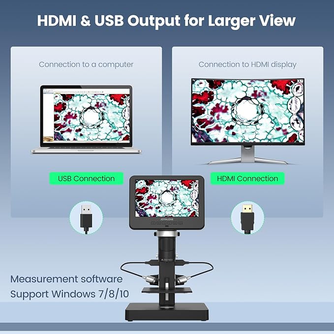 JL246PS 3 Lens 7'' HDMI Digital Microscope 4000X, Biological Microscope for Adults Kids with Prepared Slides, UHD 2160P Video, Full Coin Microscope for Error Coins, Windows Compatible, 32GB