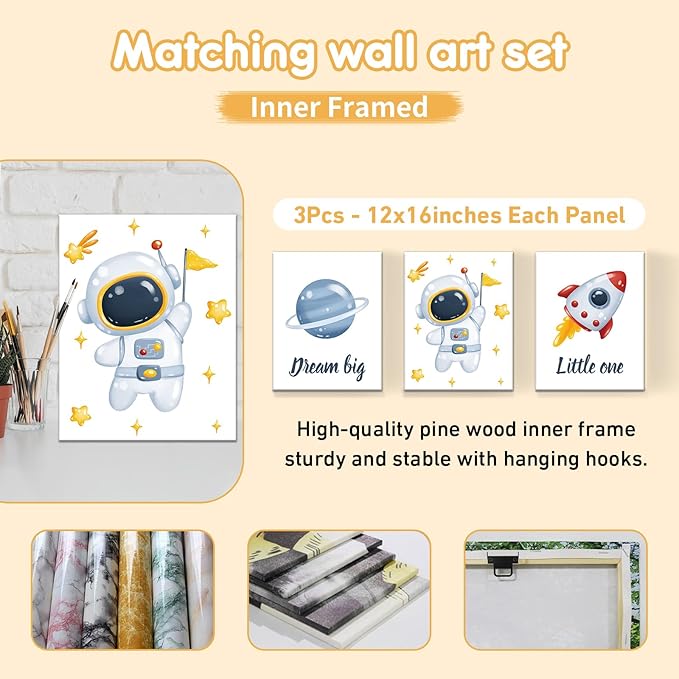 Customized Baby Bedding Set, 5 Pcs Custom Nursery Bedding Set with Baby Name, Double Layer Crib Set for Girls Boys, Personalized Gifts for Toddlers Infants New Parents, Space Astronaut