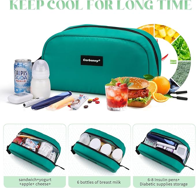 Cerbonny Small Cooler Bag Freezable Lunch Bag for Work School Travel, Leak-proof, Insulated, Waterproof, Portable, 3.5L, Iron Blue-2