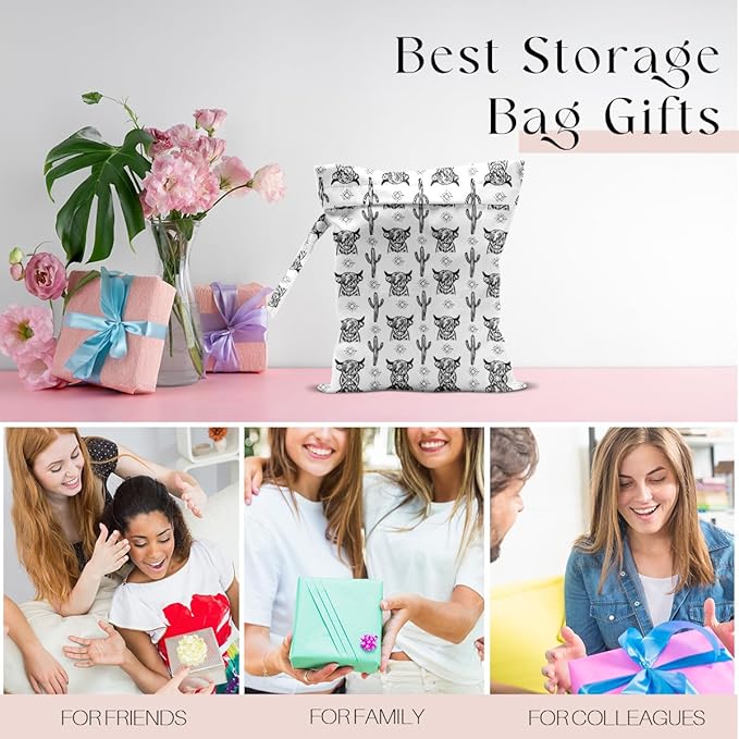 Waterproof Wet Bag for Swimsuit, Travel Beach Wet Dry Bag, Hidden Zipper Reusable Western Cowgirl Wet Bags, for Travel Beach Wet Swimsuits Toiletries Diapers Laundry Bag