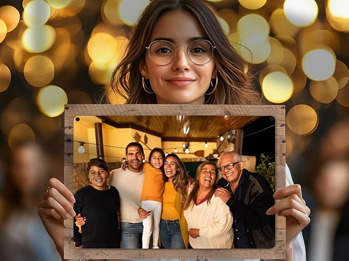 MUNDAZE Custom Portrait Metal Print on Reclaimed Wood Pallet Frame – Personalized Family Photo Gift – Glossy Aluminum Wall Art Keepsake – Made and Shipped in USA (10 x 7)