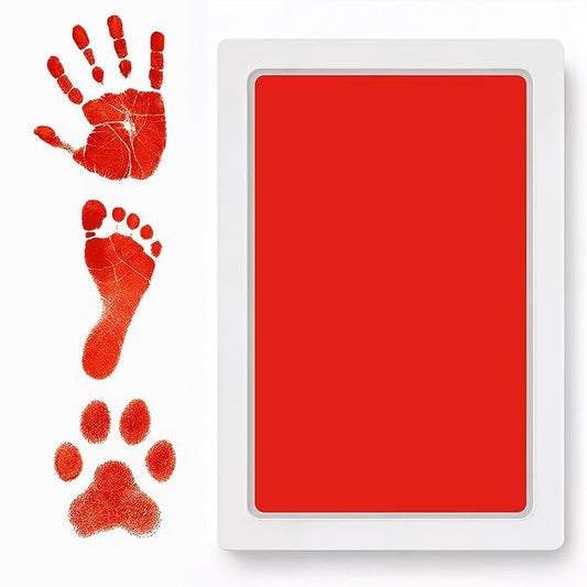 Clean Touch Ink Pad for Baby Handprints and Footprints – Inkless Infant Hand & Foot Stamp – Safe for Babies, Doesn’t Touch Skin – Perfect Family Memory or Gift – Red Print Kit by Tiny Gifts