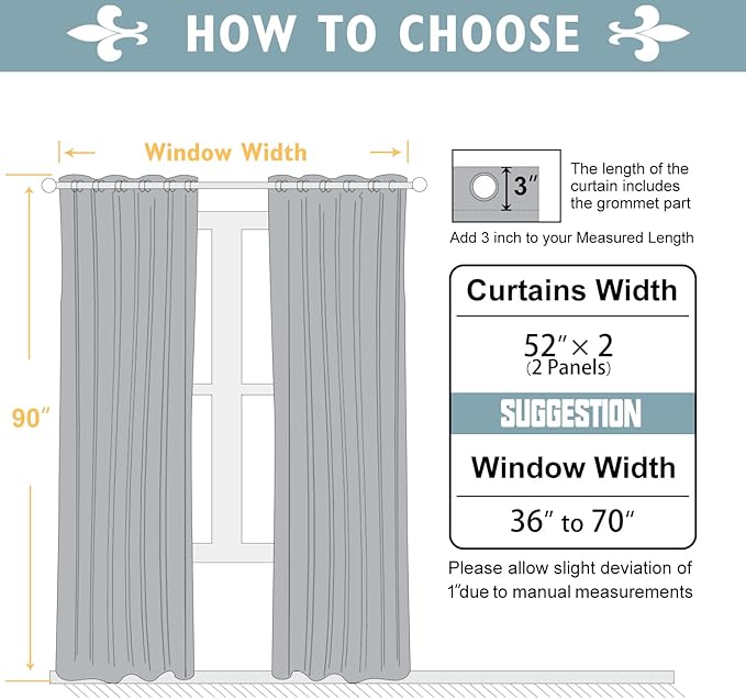 ChrisDowa 100% Blackout Curtains 90 inch Long for Bedroom with Black Liner, 2 Thick Layers Total Blackout Thermal Insulated Grommet Long Window Curtains 2 Panels Set (Light Grey, 52 x 90 Inch)