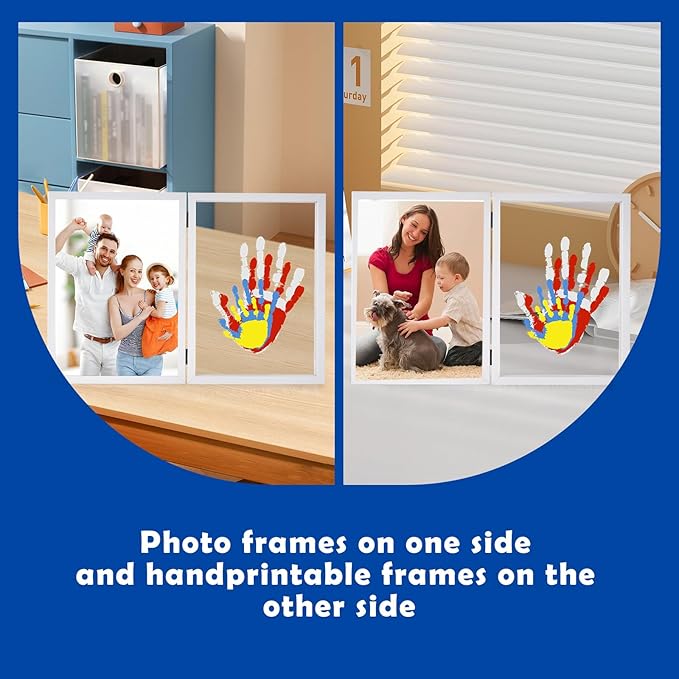 Family Handprint Kit with Picture Frame – DIY Hand Print Keepsake Gift for Parents & Kids, Handprint Craft for Family Memory Making & Home Decor (with Picture Frame)