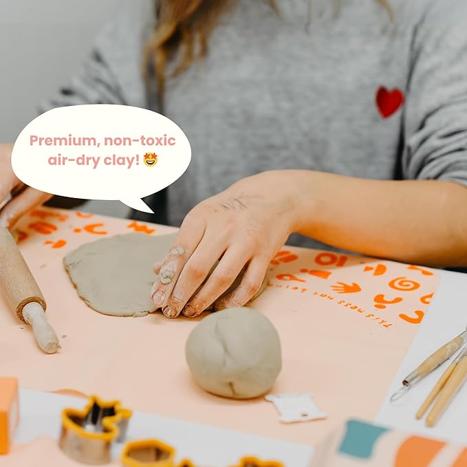 Sculpd - The Original Kids Pottery Kit, Air-Dry Clay Starter Kit for Kids Age 4 to 6, Air Dry Clay with 10 Colour Paint Set, Paintbrushes, Tool Set, Alphabet Stampers, Sponge and Step-by-Step Guide