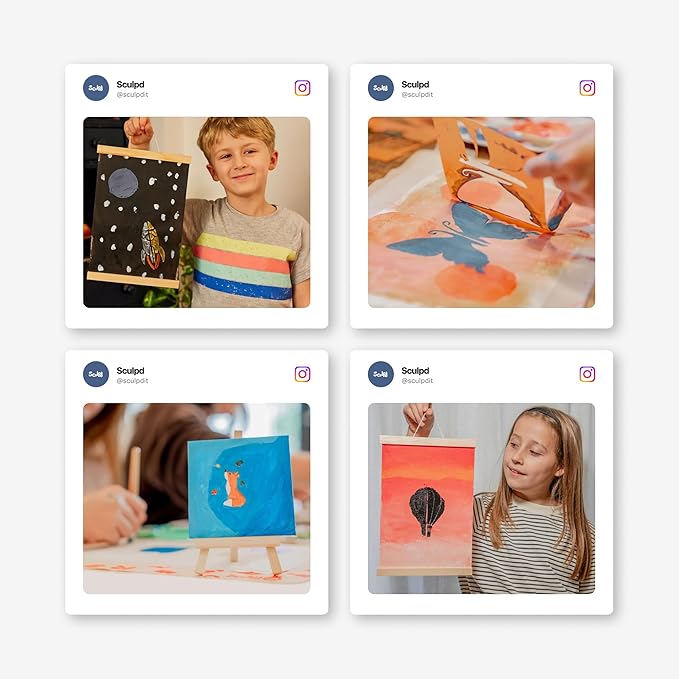 Sculpd Kids Painting Kit, Paint Craft Set for Kids Age 7+, Includes 5 Color Paint Set, Paintbrushes, Magnetic Picture Frame, 2 Canvases, Paint Palette, Additional Art Supplies and Free Guidebook