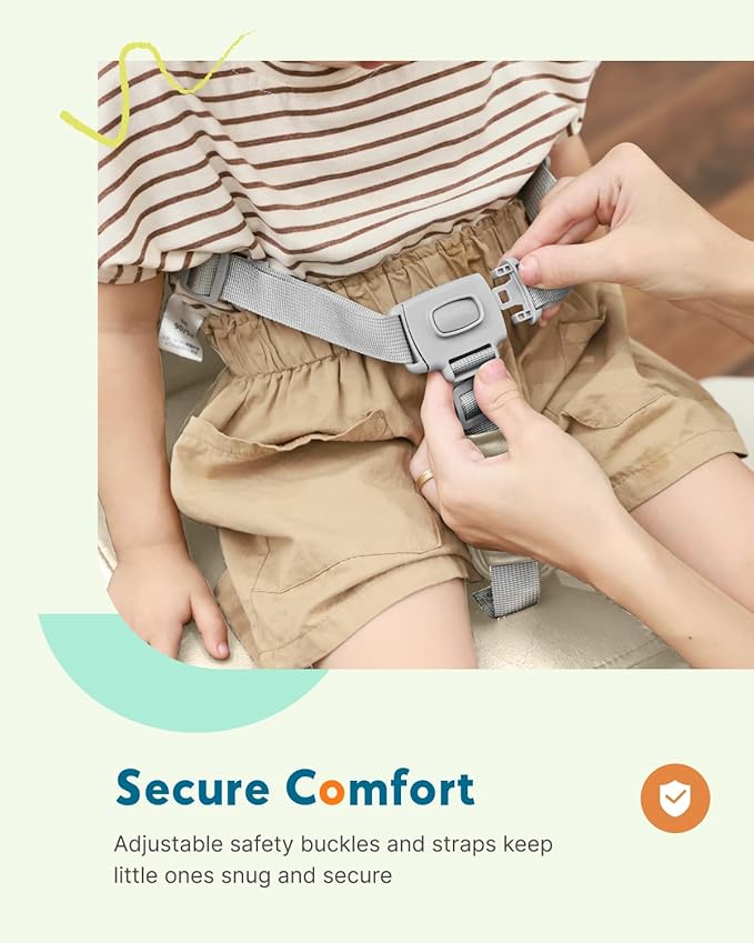 HOMEAL Toddler Booster Seat for Dining Table - Toddler Dining Cushion with Wipeable Surface -Booster Seat for Kitchen Chair with Easy-Install Straps - Breathable Fabric - Beige