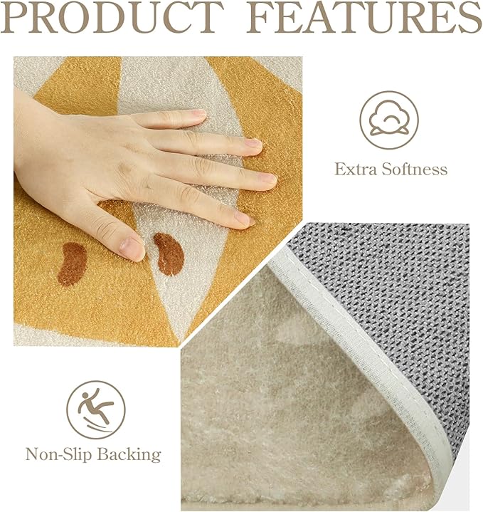 Lahome Boho Washable Hallway Rugs - 2x4 Area Rugs Non-Slip Low-Pile Soft Bathroom Rug Runner Throw Small Kitchen Runner Rugs, Botanical Print Floor Mats Rug for Bedside Entryway Laundry Room