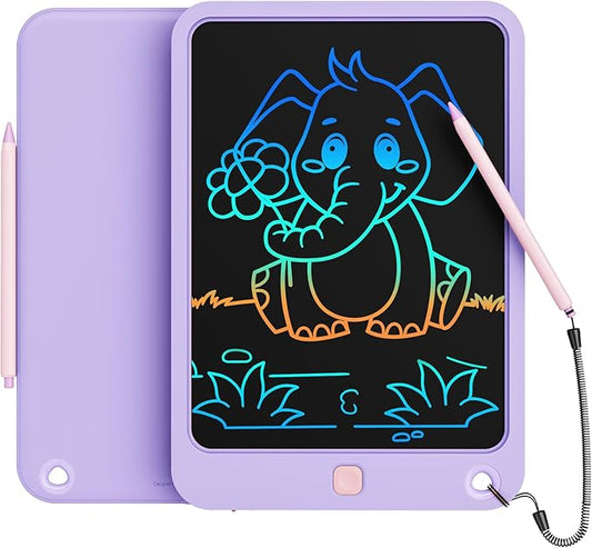 LCD Writing Tablet 10 Inch, Toys for 3 4 5 6 7 8 9 10 Year Old Boys Girls, Colorful Doodle Board Drawing Tablet, Gift for Boys Toddlers Age 3-12 Years, Memo Board, Drawing Pads with Lanyard(Purple)