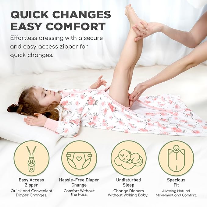 Mama Cheetah Baby Sleep Sack with Sleeves, 0.5 TOG Organic Cotton Wearable Blanket and Two-Way Zipper, Swaddle Transition Long Sleeve Sleeping Bag for Newborn Infant Toddler, 12-18 Months